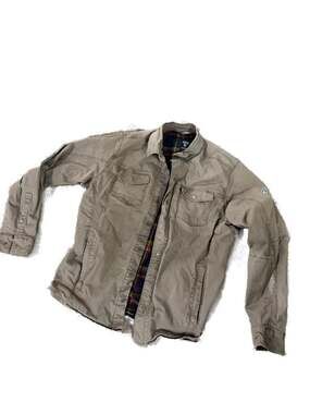KÜHL Men's Joyrydr Lined Shirt Jacket Plaid Flannel Lined Cotton Blend Coat Khak